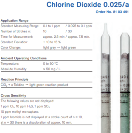 Draeger Tube Chlorine Dioxide 0.025/a 8103491