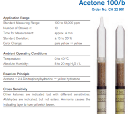 Draeger Tube Acetone 100/b CH22901