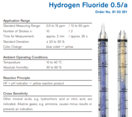 Draeger Tube Hydrogen Flouride 0.5/a 8103251