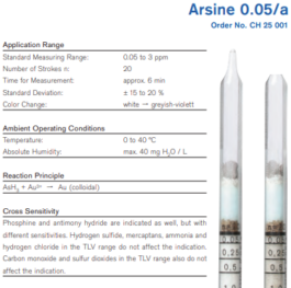 Draeger Tube Arsine 0.05/a CH25001
