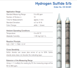 Draeger Tube Hydrogen Sulfide 5/b CH29801