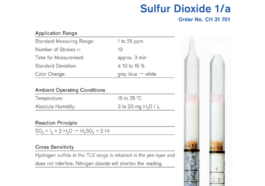 Draeger Tube Sulfur Dioxide 1/a CH31701