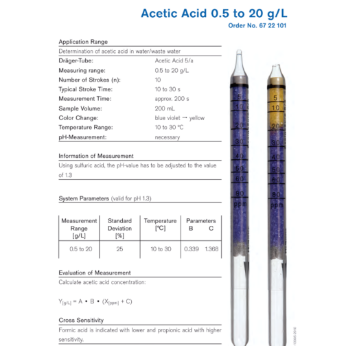 Acetic Acid 0.5 to 20 g/L