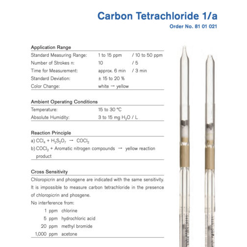 Draeger Carbon Tetrachloride 1/a tubes - 8101021 Specifications HAZMAT Resource