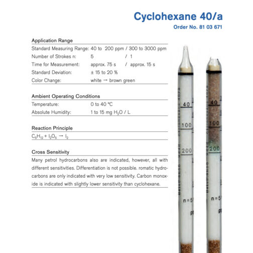 Draeger Cyclohexane 40/a Tubes 8103671 Specifications HAZMAT Resource