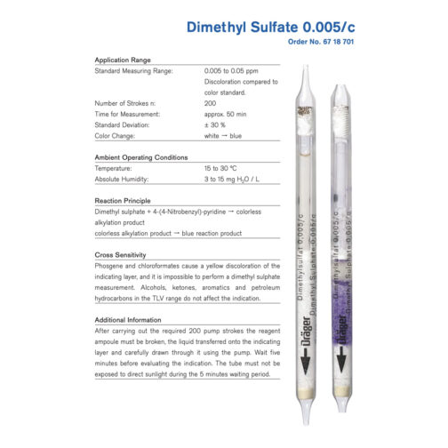 Draeger Dimethyl Sulfate 0.005/c Tubes – 6718701 HAZMAT Resource