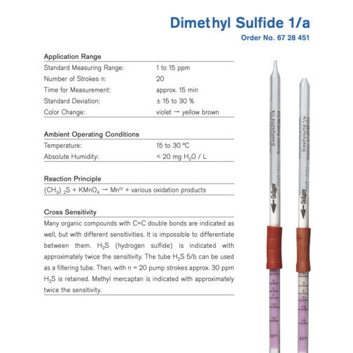 Draeger Dimethyl Sulfide 1/a Tubes – 6728451 Hazmat Resource