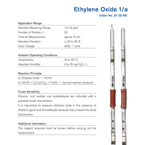 Draeger Ethylene Oxide 1/a Tubes – 6728961 Hazmat Resource