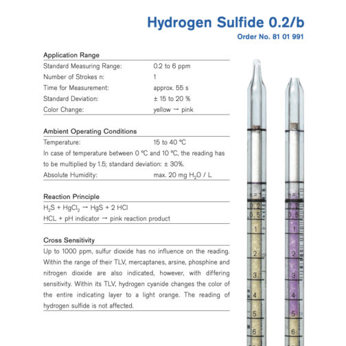 Draeger Hydrogen Sulfide 0.2/b Tube 8101991 Specifications HAZMAT Resource