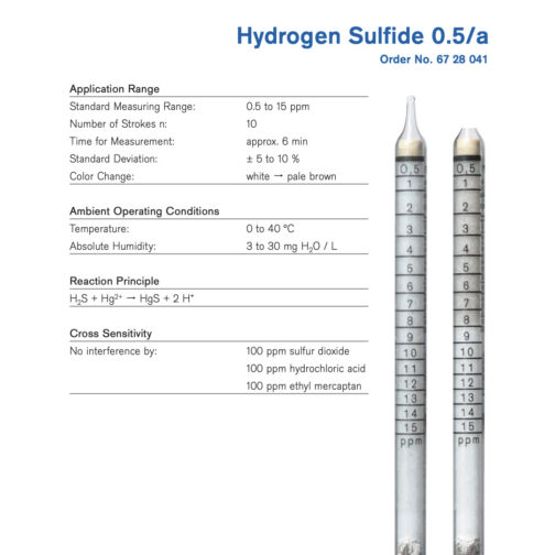 Draeger Tube Hydrogen Sulfide 0.5/a 6728041 Specifications HAZMAT Resource
