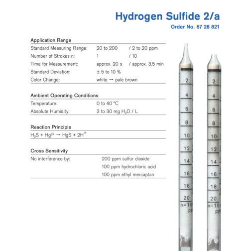 Draeger Hydrogen Sulfide 2/a Tubes 6728821 Specifications HAZMAT Resource
