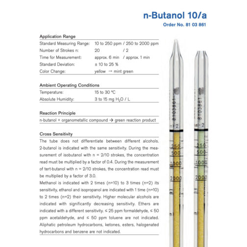 Draeger n-butanol 10/a Tubes – 8103861 HAZMAT Resource
