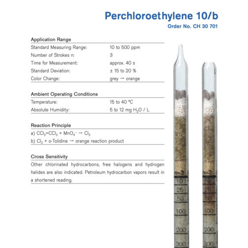 Draeger Perchloroethylene 10/b tubes - CH30701 Specifications HAZMAT Resource