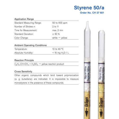 Draeger Styrene 50/a tubes - CH27601 Specifications HAZMAT Resource