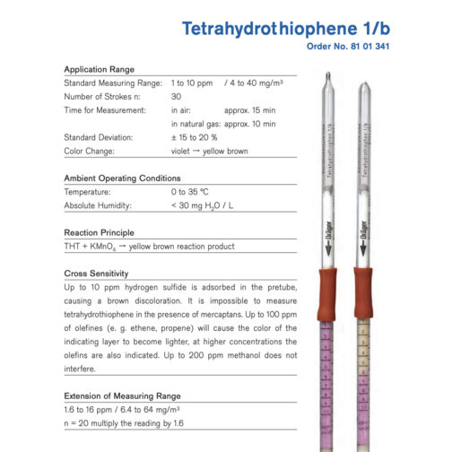 Draeger Tetrahydrothiophene 1/b Tubes 8101341 Specifications HAZMAT Resource