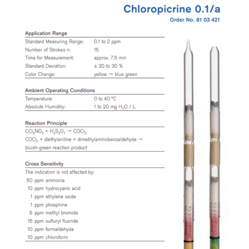Draeger Tube Chloropicrine 0.1/a 8103421 Specifications HAZMAT Resource
