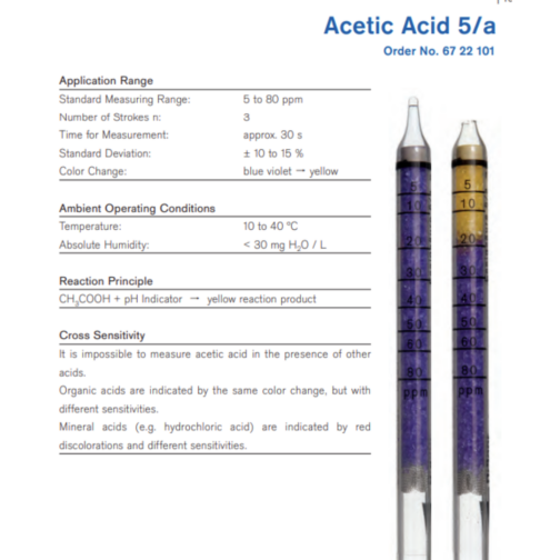Draeger Tube Acetic Acid 5/a 6722101 Specifications HAZMAT Resource