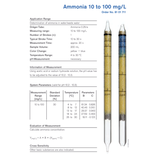 Draeger Tube Ammonia 0.25/a 8101711 Specifications HAZMAT Resource