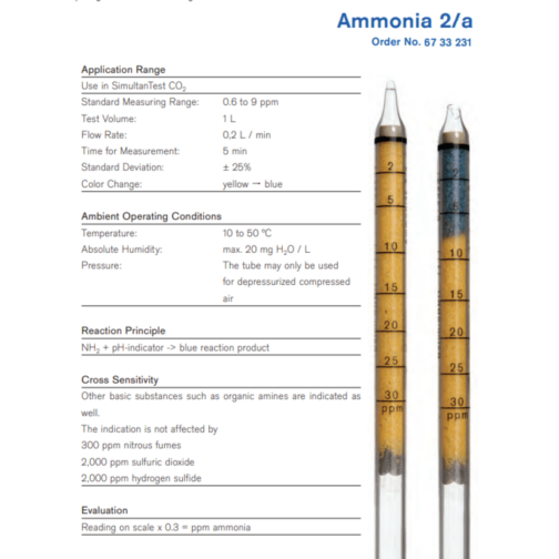 Draeger Tube Ammonia 2/a 6733231 Specifications HAZMAT Resource