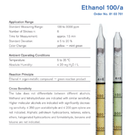 Draeger Tube Ethanol 100/a 8103761