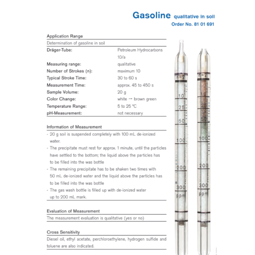 Draeger Gasoline qualitative in soil Tubes 8101691 Specifications HAZMAT Resource