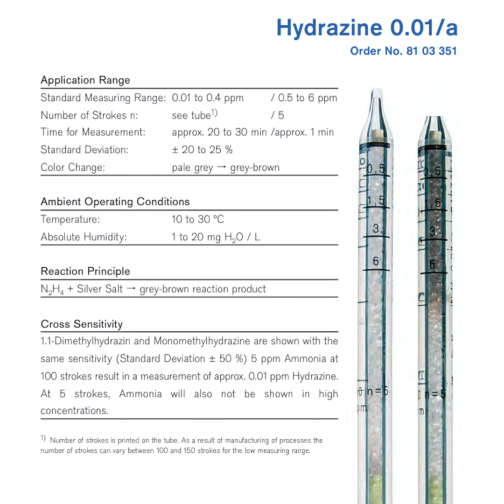 Draeger Tube Hydrazine 0.01/a 81033510 Specifications HAZMAT Resource