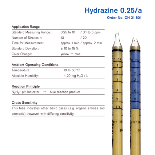 Draeger Tube Hydrazine 0.25/a CH31801 Specifications HAZMAT Resource