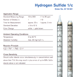 Draeger Tube Hydrogen Sulfide 1/c 6719001