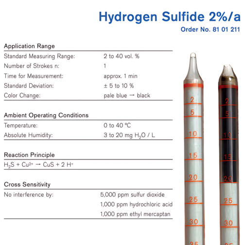 Draeger Tube Hydrogen Sulfide 2%/a 8101211 Specifications HAZMAT Resource