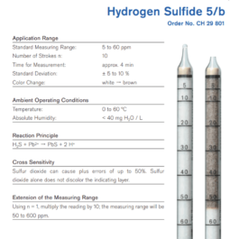 Draeger Tube Hydrogen Sulfide 5/b CH29801