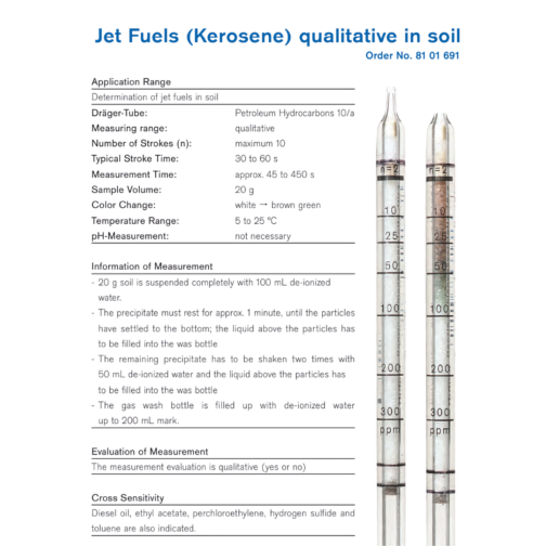 Draeger Jet Fuels (Kerosene) qualitative in soil Tubes 8101691 Specifications HAZMAT Resource
