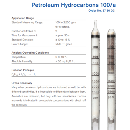 Draeger Tube Petroleum Hydrocarbons 100/a 6730201 Specifications HAZMAT Resource