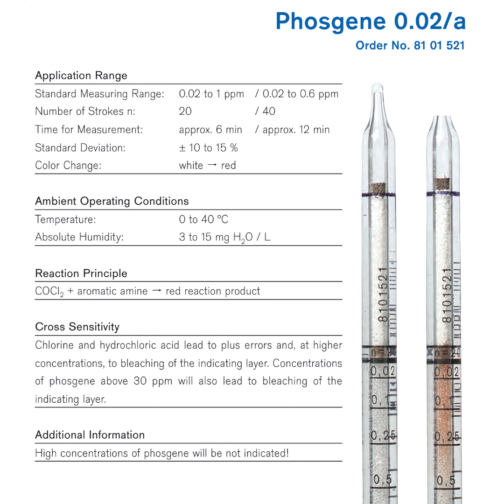Draeger Tube Phosgene 0.02/a 8101521 Specifications HAZMAT Resource