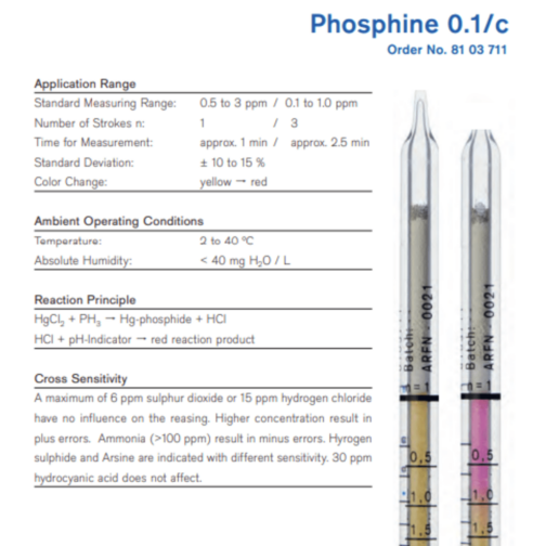 Draeger Tube Phosphine 0.1/c 8103711 Specifications HAZMAT Resource