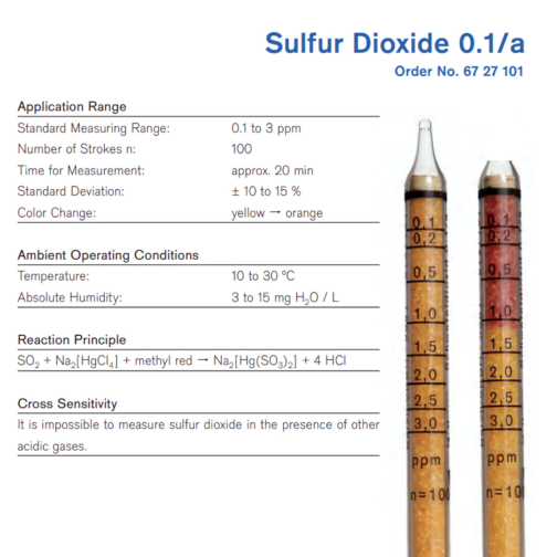 Draeger Tube Sulfur Dioxide 0.1/a 6727101 Specifications HAZMAT Resource