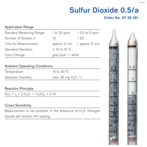 Draeger Tube Sulfur Dioxide 0.5/a 6728491 Specifications HAZMAT Resource