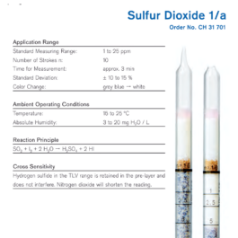 Draeger Tube Sulfur Dioxide 1/a CH31701