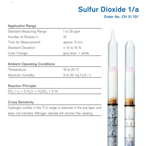 Draeger Tube Sulfur Dioxide 1/a CH31701 Specifications HAZMAT Resource