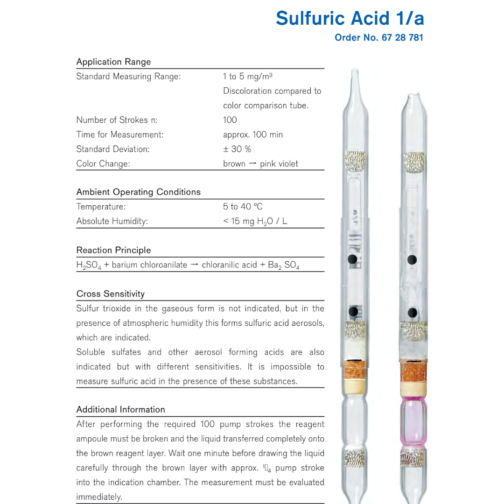 Draeger Tube Sulfuric Acid 1/a 6728781 Specifications HAZMAT Resource