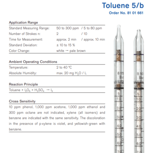 Draeger Tube Toluene 5/b 8101661 Specifications HAZMAT Resource