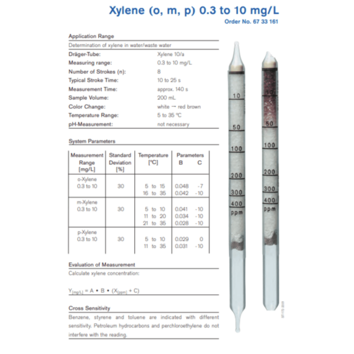 Draeger Tube Xylene 10/a 6733161 Specifications HAZMAT Resource