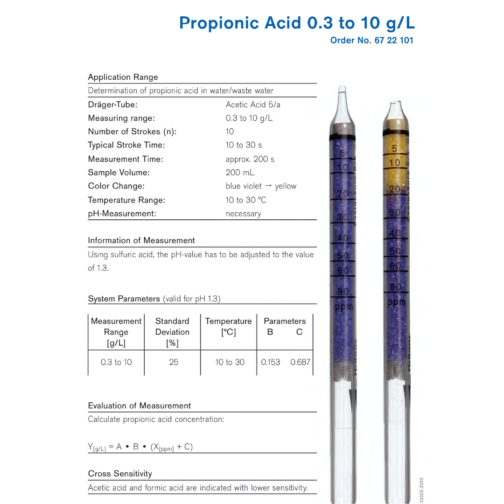 Propionic Acid 0.3 to 10 g/L