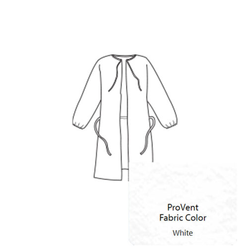 ProVent Wrap-Around Gown. Tie Closure at Neck and Waist, Elastic Wrists, Non-Sterile. Serged Seams.