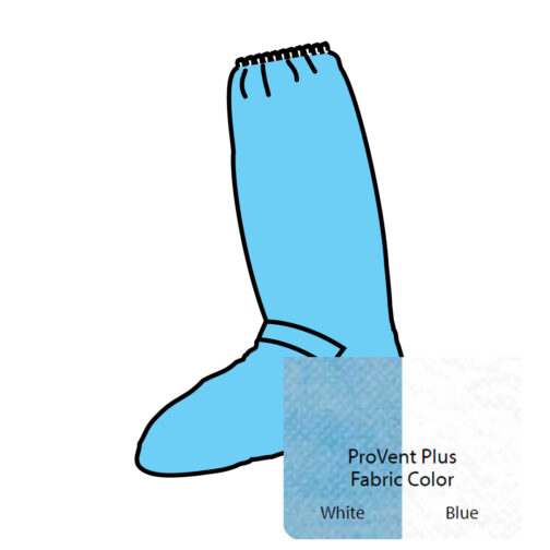 ProVent Plus Knee-High Shoe/Boot Cover. Hook & Loop Fastener at Ankle, Elastic at Top, 2-Ply Sole. Ultrasonic Seams.