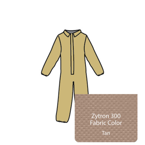 zytron 300 coveralls Collar, zipper front, elastic wrists and ankles, double storm flaps with hook and loop fasteners kappler hazmat resource