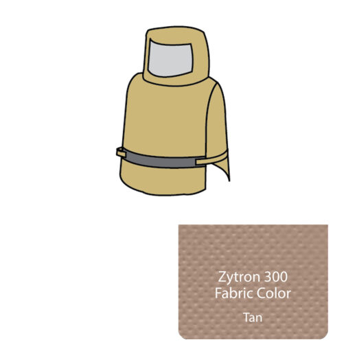 Zytron 300 Hood. Waist Length Dickie with Hook & Loop Fasteners on Sides and 20 mil PVC Visor. Heat Sealed/Taped Seams.