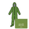 Zytron 400 Coverall. Attached Hood with Elastic Face Opening, Front Entry Zipper with LongNeckTM Respirator-Fit Closure, Double Storm Flaps with Hook & Loop Closure, Elastic Wrists and Attached Sock Booties with Splash Guards. Heat Sealed/Taped Seams.
