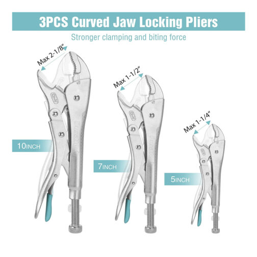 3pcs Curved Jaw Locking Pliers Max Opening HAZMAT Resource