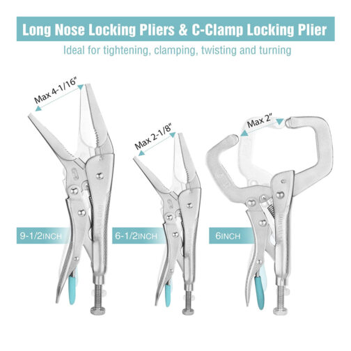 Long Nose Locking Pliers and C-Clamp Max Opening HAZMAT Resource