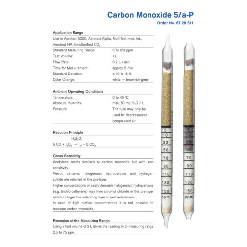 Draeger Carbon Monoxide 5/a-P tubes - 6728511 Specifications HAZMAT Resource